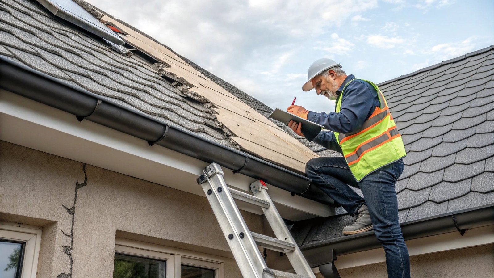 Roof inspection in progress