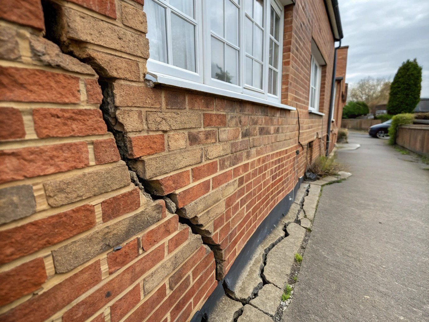 Subsidence cracks in wall