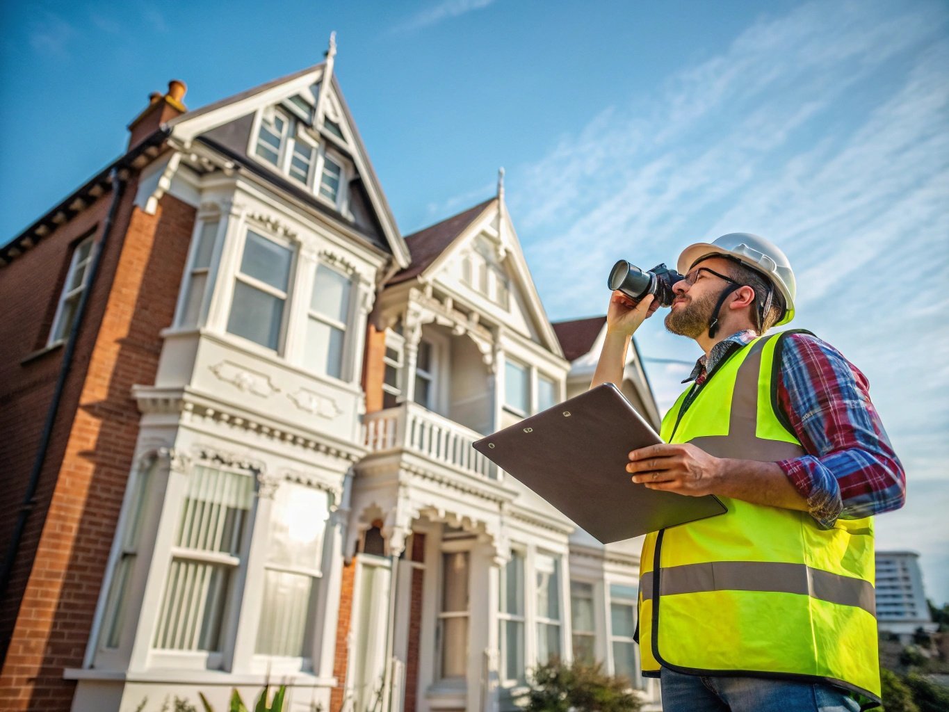 Expert witness surveyor documenting property evidence